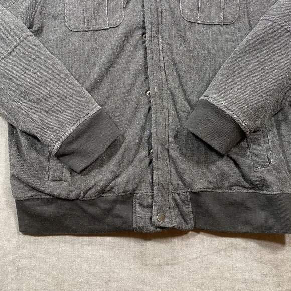 Rock & Republic Dark Gray Hooded Jacket  Faux Fur Lining Snap Pockets Mens XL - Picture 6 of 11